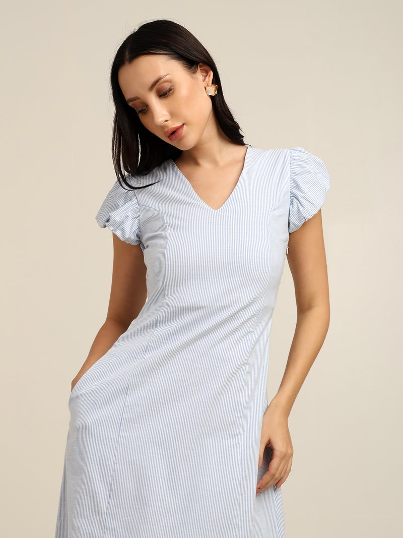 7OUNCE Blue Striped Maxi Dress for Women - Image 2